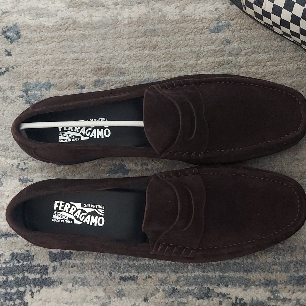 Salvatore Ferragamo Brown Suade Dress Shoes